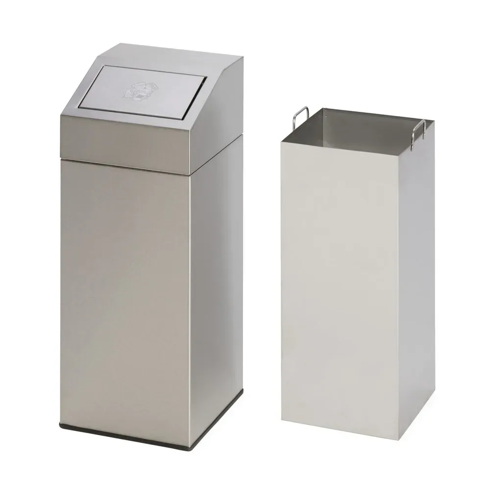 Edelstahl-Abfallsammler, für innen und außen, Volumen 76 l, BxHxT 380 x 890 x 380 mm, mit Edelstahl-Innenbehälter VAR