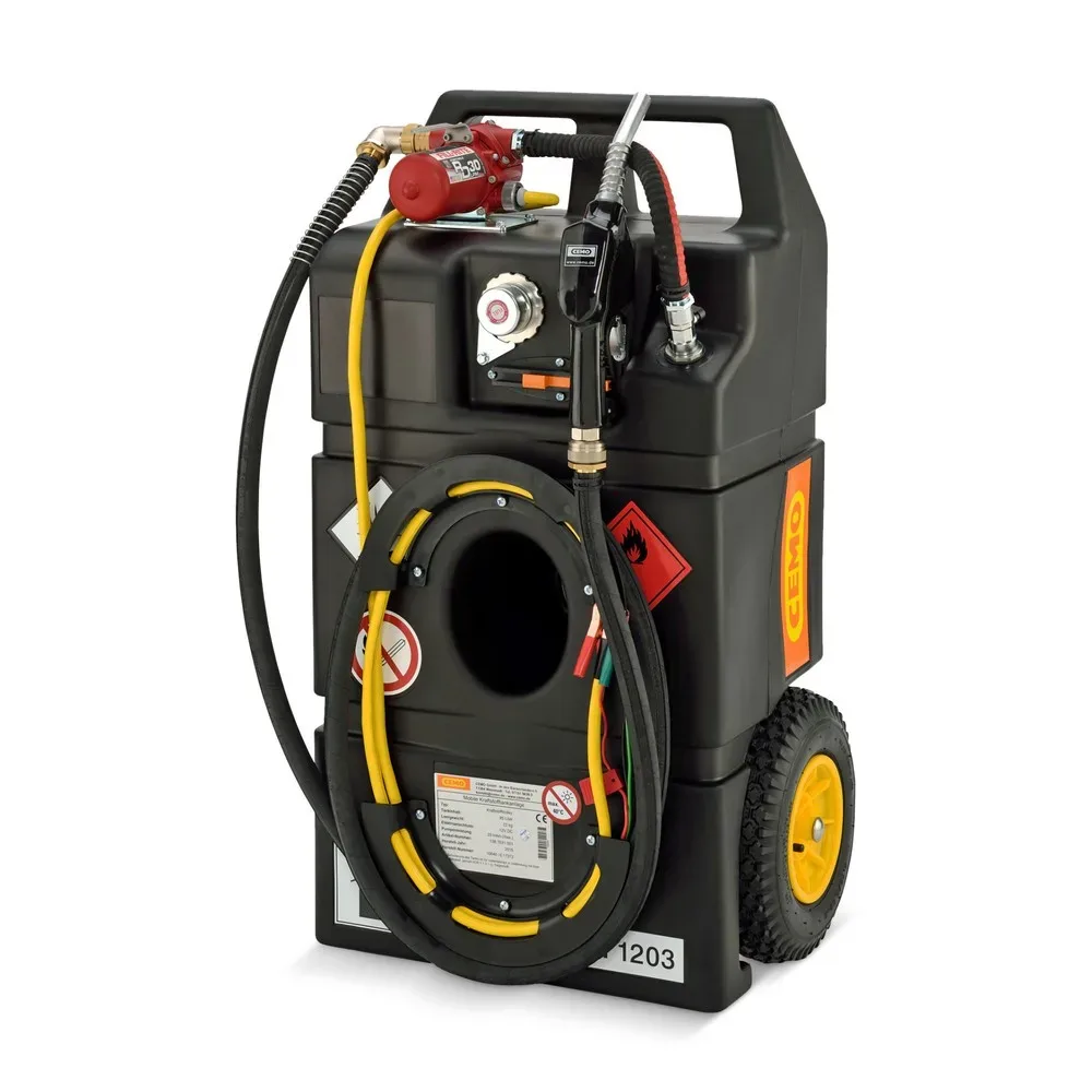Mobile Tankanlage Benzin-Trolley, 95 l, Elektropumpe 12V, Schlauch 3,2 m