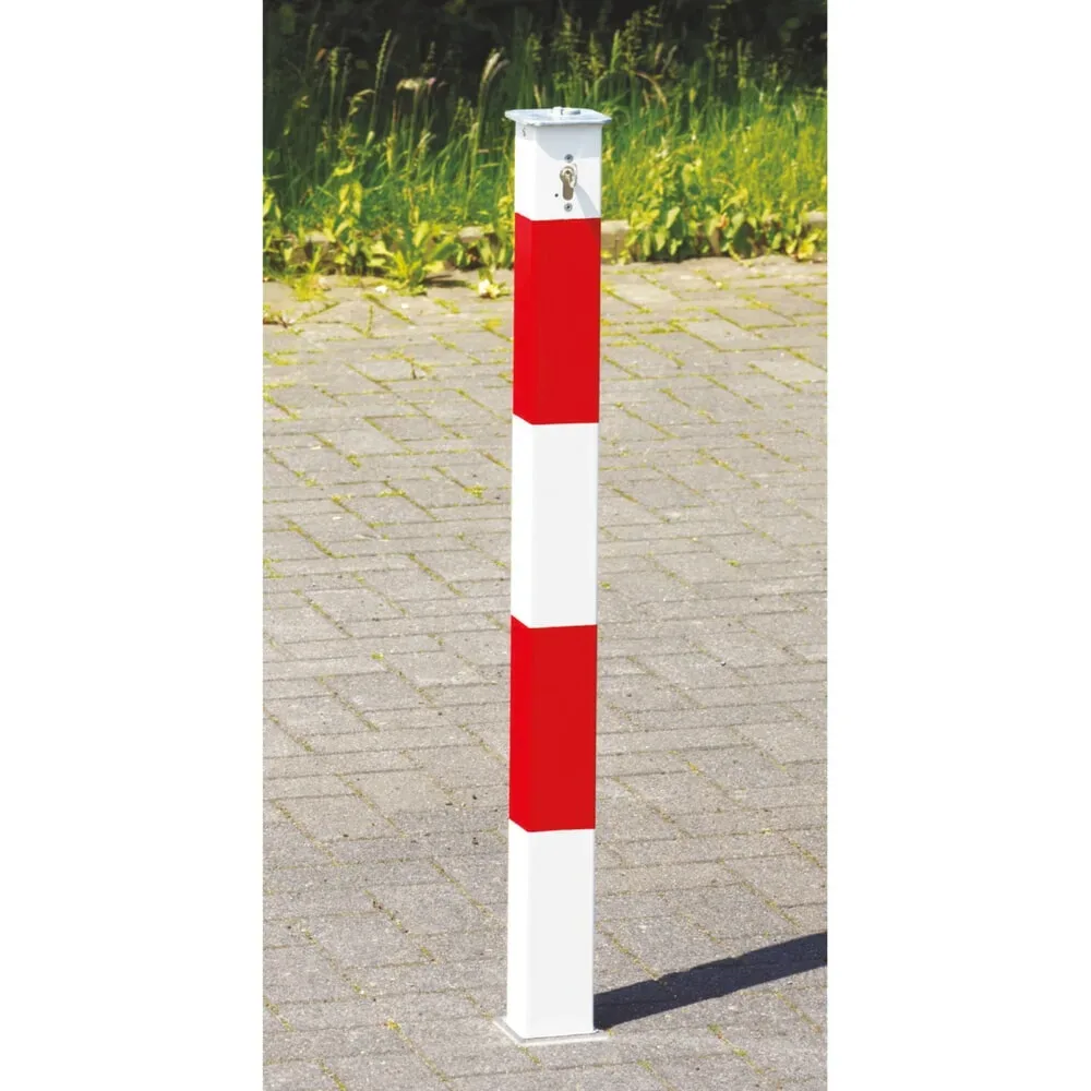 URBANUS Sperrpfosten aus Aluminium, versenkbar 70 x 70 mm, stehend verschliessbar, rot/weiss