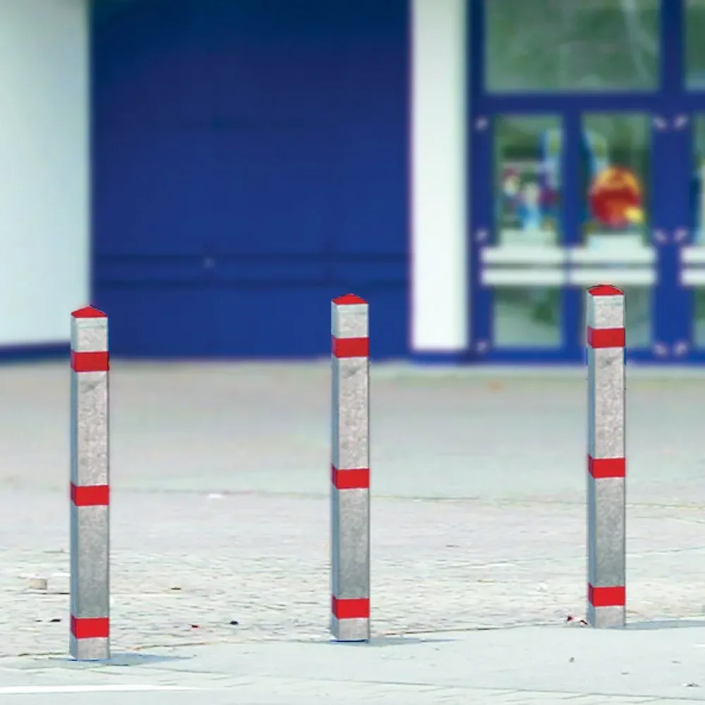 URBANUS Sperrpfosten aus Stahl, umlegbar, Vierkant 70x70 mm zum Einbetonieren + Zylinderschloss, verzinkt