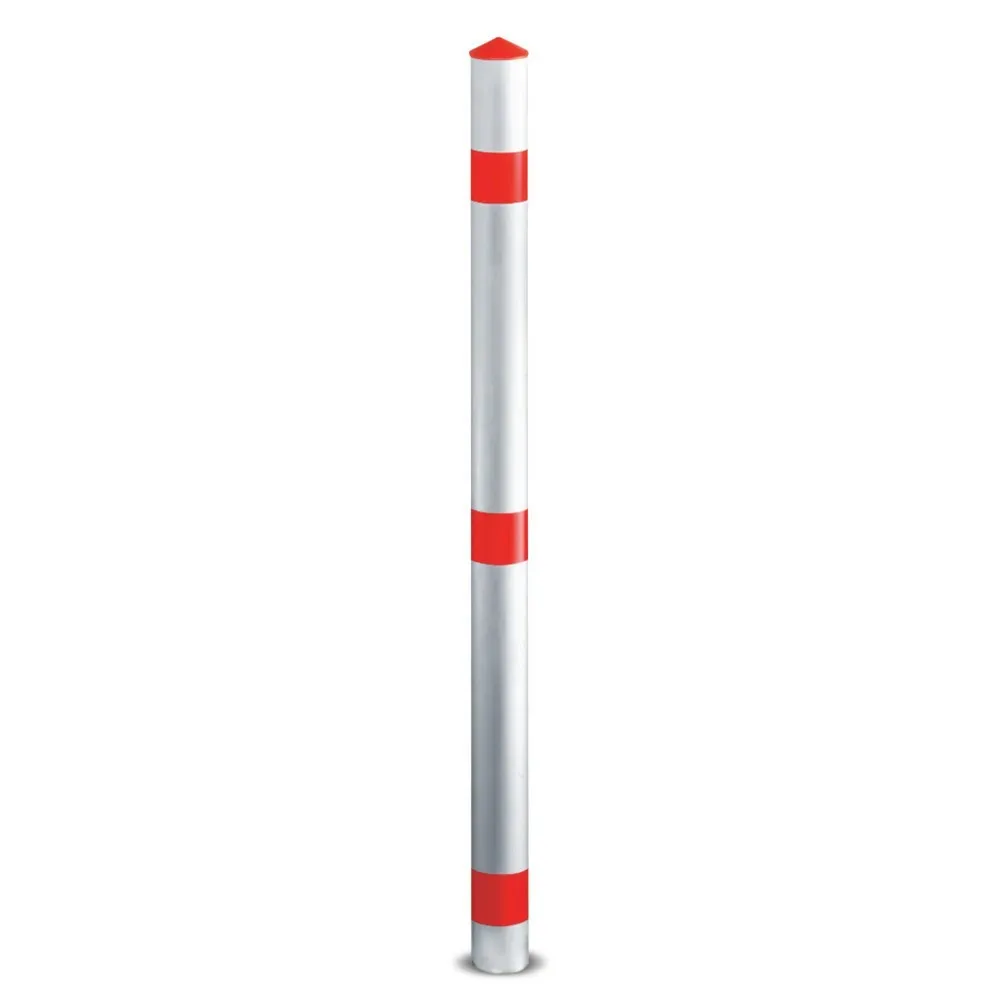URBANUS Sperrpfosten aus Stahl, herausnehmbar, Rundrohr Ø 76 mm mit Bodenhülse, rot/weiss