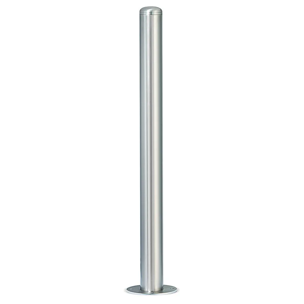 URBANUS Edelstahl-Sperrpfosten, umlegbar, Rundrohr Ø 76 mm mit Bodenanker + Rundkopf, Feuerwehr-Dreikant