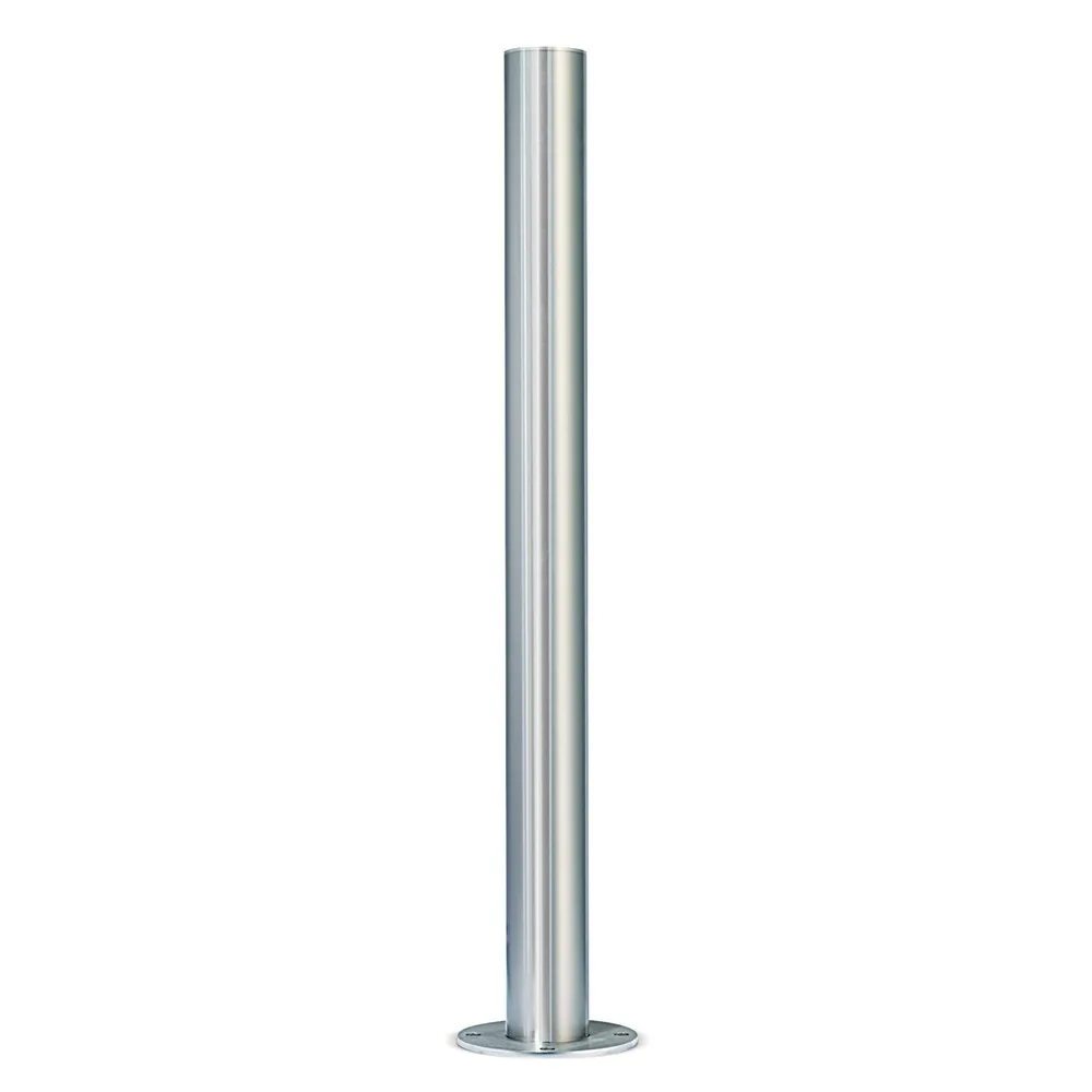 URBANUS Edelstahl-Sperrpfosten, umlegbar, Rundrohr Ø 76 mm mit Bodenanker + Flachkopf, Zylinderschloss