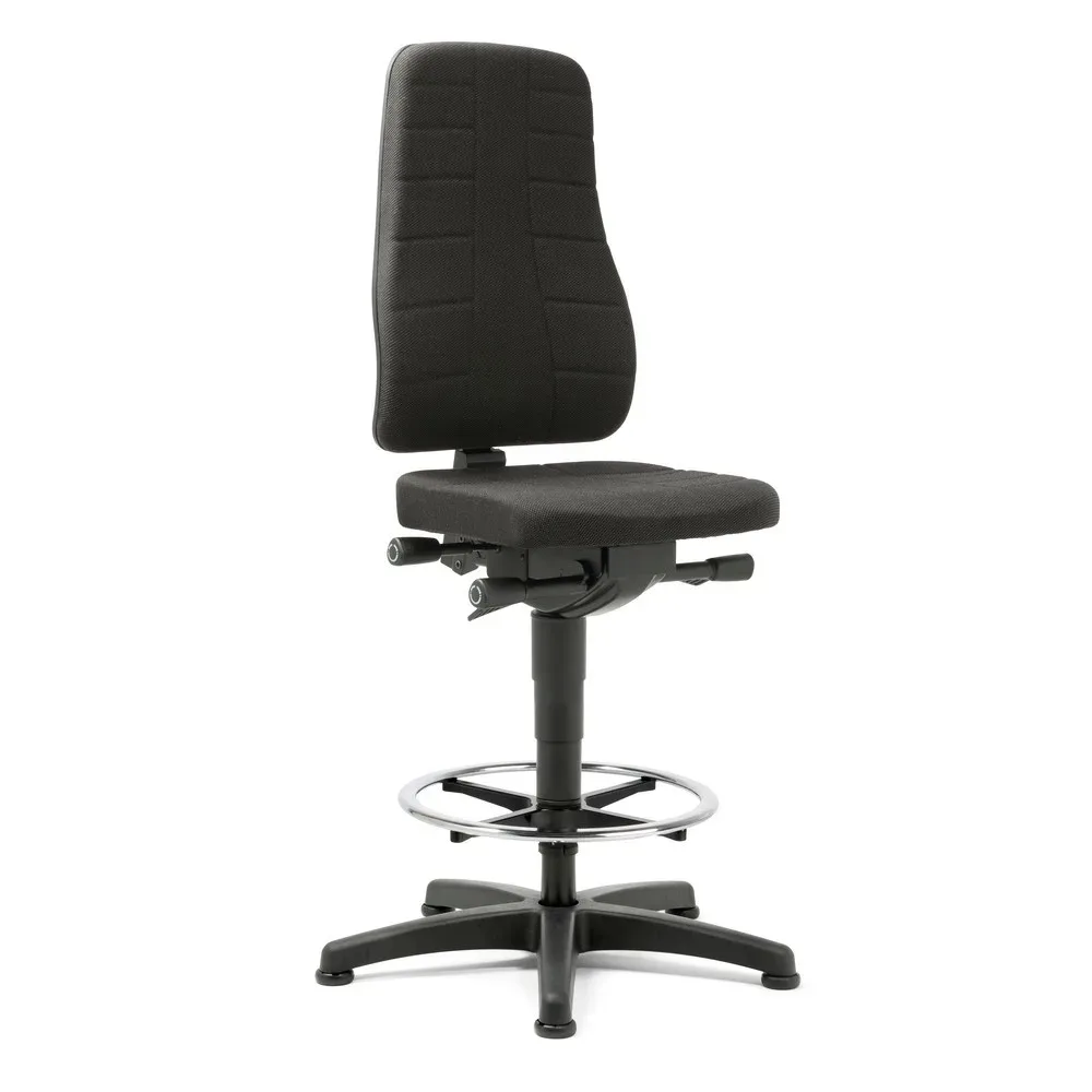 bimos Arbeitsdrehstuhl All-In-One Highline, Stoff, mit Bodengleitern + Fussring, schwarz