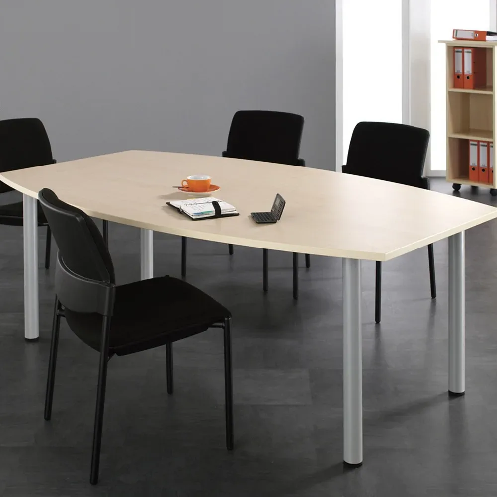 Geramöbel Konferenztisch fassförmig, BxT 2.000 x 800/1.200 mm, Nussbaum/anthrazit