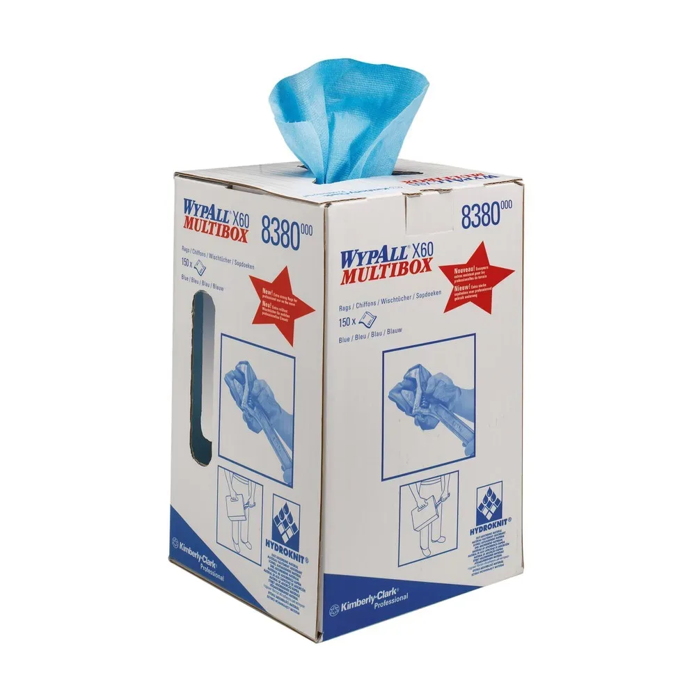 WYPALL* Wischtuch X-60, aus Hydroknitmaterial, 150 Tücher, 1-lagig, blau