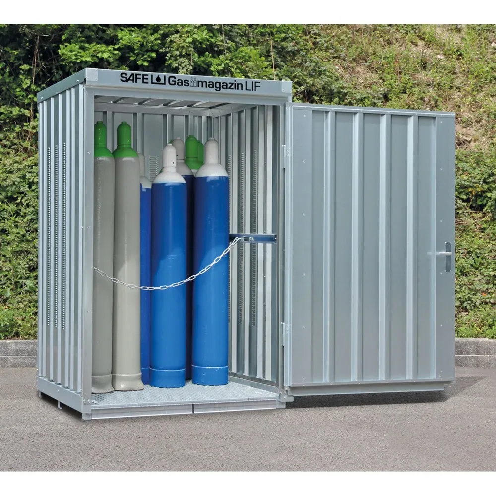 SAFE Gasflaschen-Lagercontainer mit Bodenrahmen, HxBxT 2.250 x 1.420 x 1.490 mm
