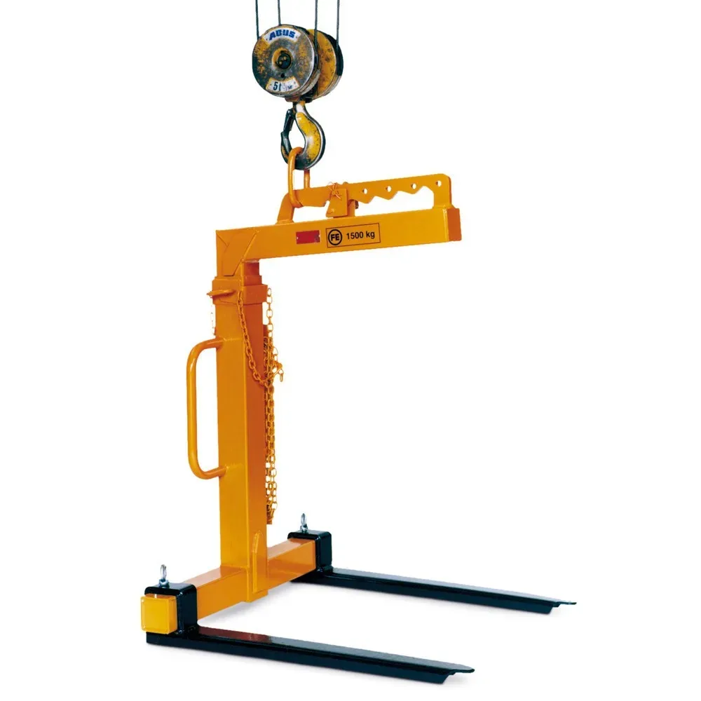 Eichinger® Krangabel mit manuellem Gewichtsausgleich, Zinken aus Profilstahl, TK 600 kg