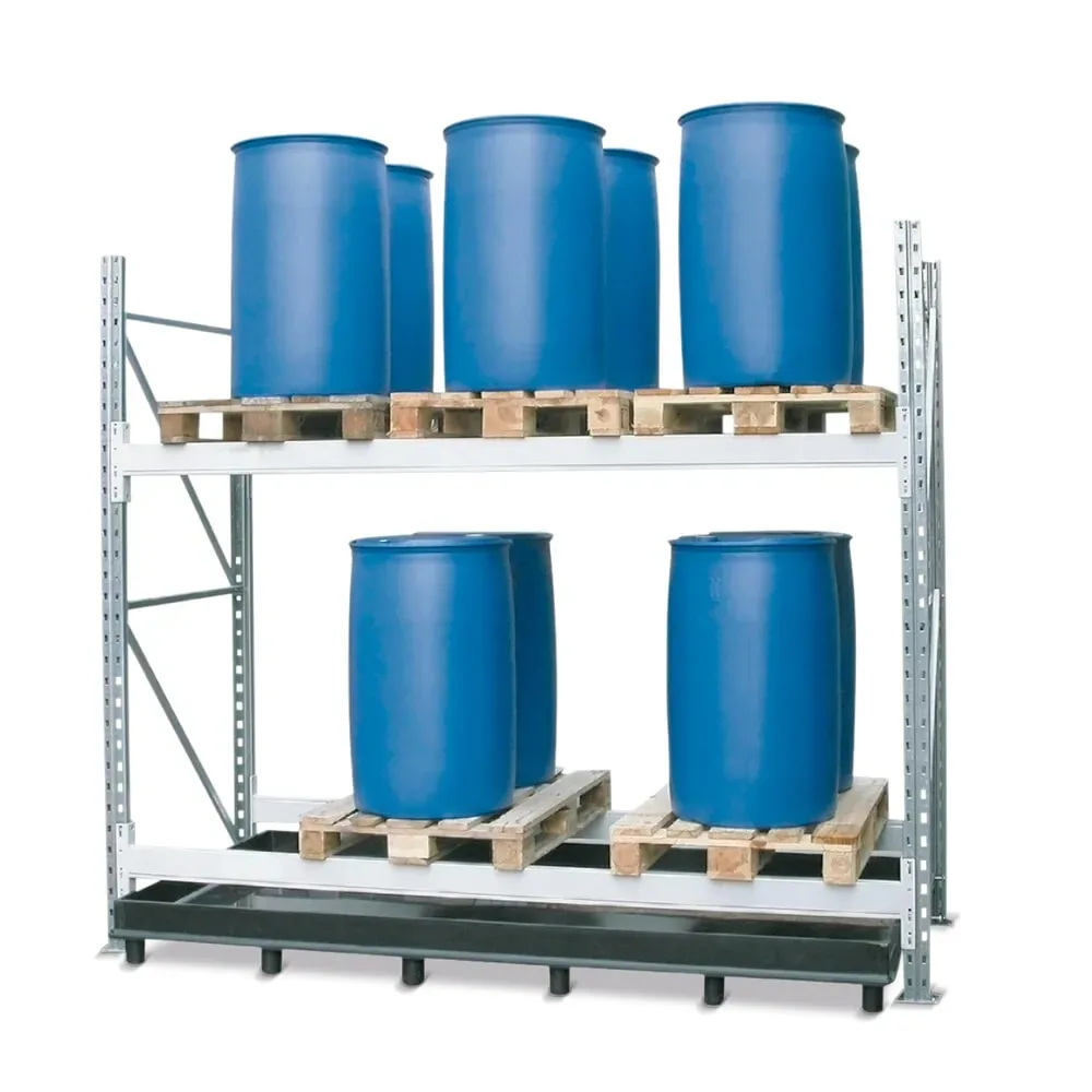 Weber Kunststofftechnik Regalboden-Auffangwanne aus PE, unterfahrbar, HxBxT 470 x 2.680 x 1.340 mm, Auffangvolumen 1.000 l, ohne Lochplatte