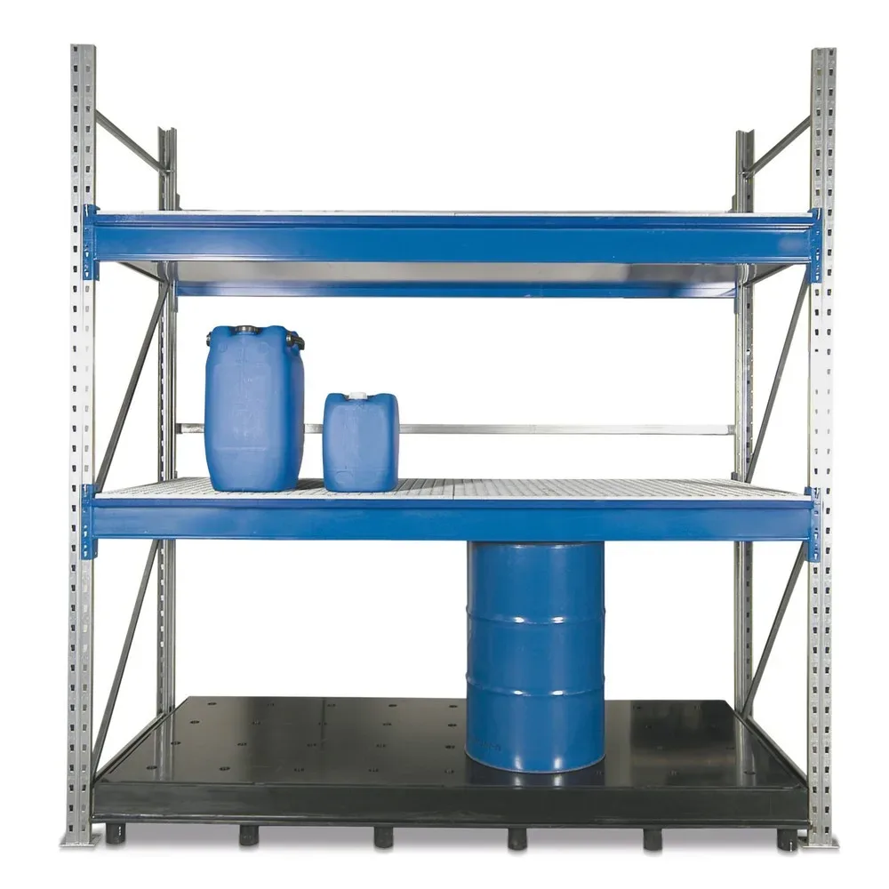 Weber Kunststofftechnik Regalboden-Auffangwanne aus PE, unterfahrbar, HxBxT 430 x 3.280 x 1.340 mm, Auffangvolumen 1.000 l, inkl. Lochplatte