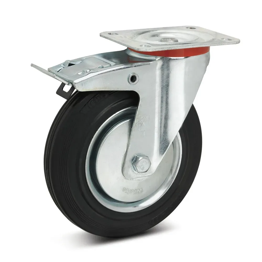 Wicke Lenkrolle Vollgummi Premium, inkl. Feststeller, Ø x Breite 180 x 50 mm, TK 170 kg
