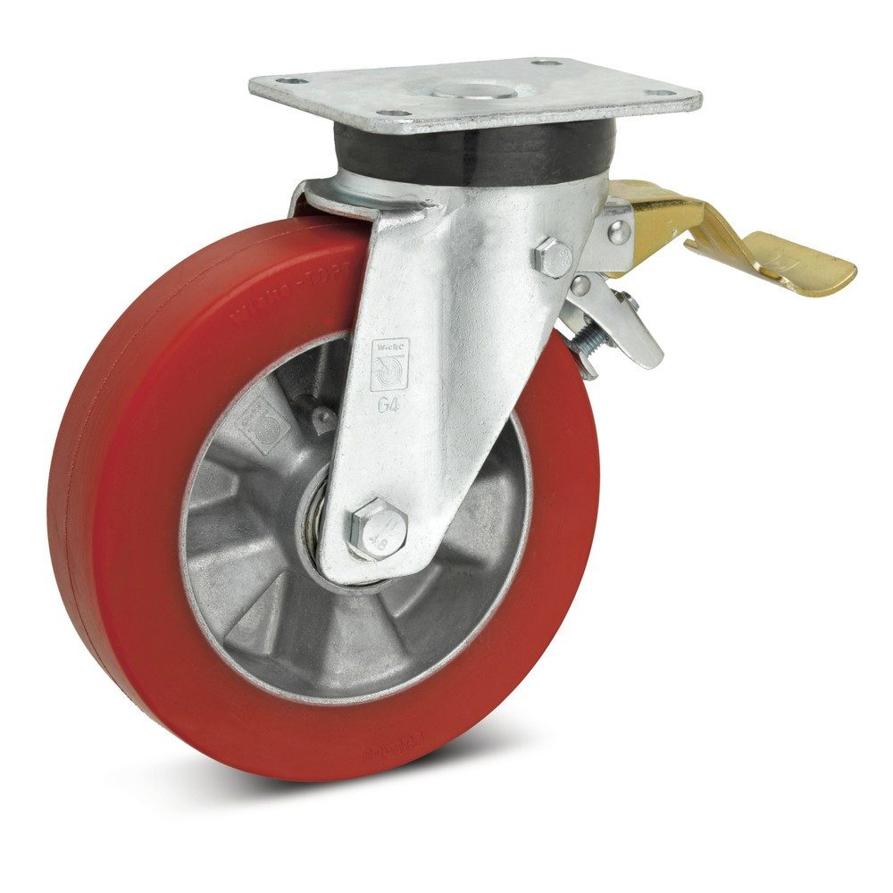 Wicke Lenkrolle Topthane® Soft-PU, inkl. Feststeller im Vorlauf, Ø x Breite 200 x 50 mm, TK 600 kg