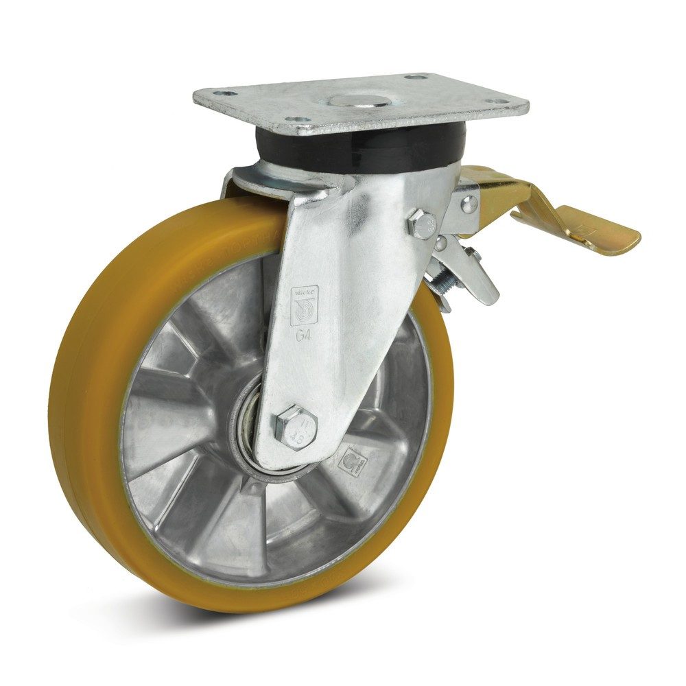 Wicke Lenkrolle Topthane® PU, inkl. Feststeller im Vorlauf, Ø x Breite 125 x 54 mm, TK 560 kg