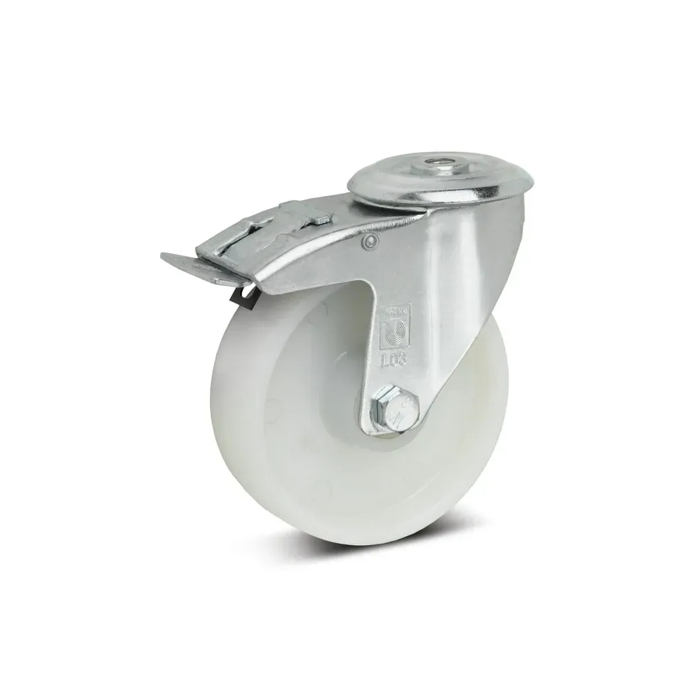 Polyamid-Rad mit Rückenloch, Rad-Ø x Breite 100 x 38 mm, Lenkrolle mit Doppelstopp Wicke