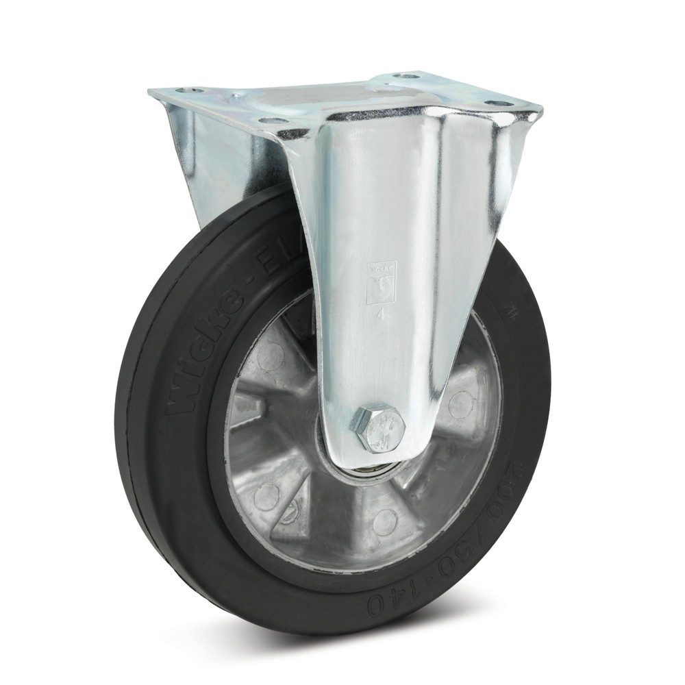Wicke Bockrolle Elastik-Vollgummi, Alufelge, Ø x Breite 100 x 40 mm, Schraubloch-Ø 9 mm, TK 180 kg