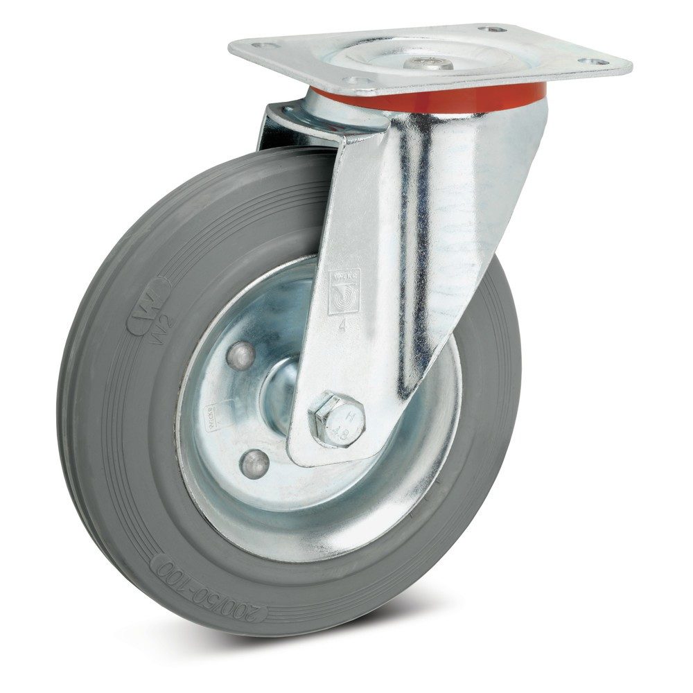 Wicke Lenkrolle Vollgummi, Stahlblechfelge, spurlos, Ø x Breite 125 x 38 mm, TK 100 kg