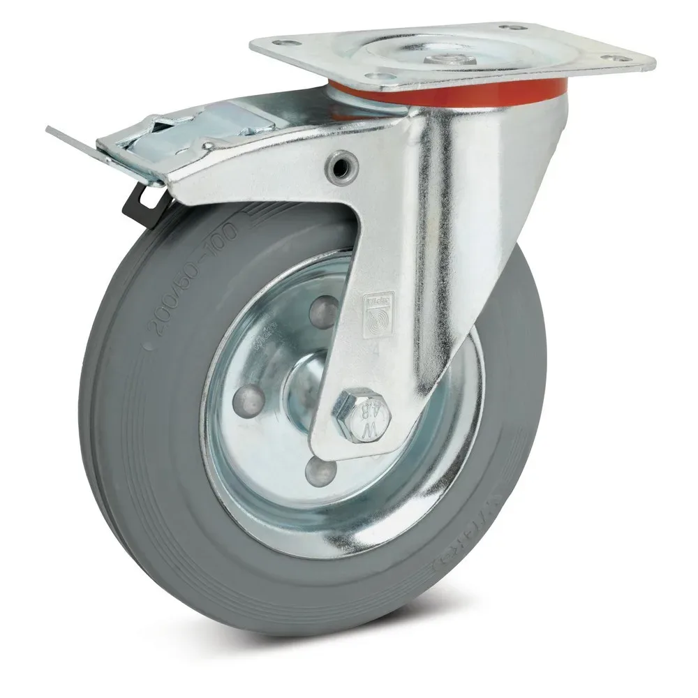 Vollgummi-Reifen spurlos, Rad-Ø x Breite 100 x 30 mm, Lenkrolle mit Doppelstopp Wicke