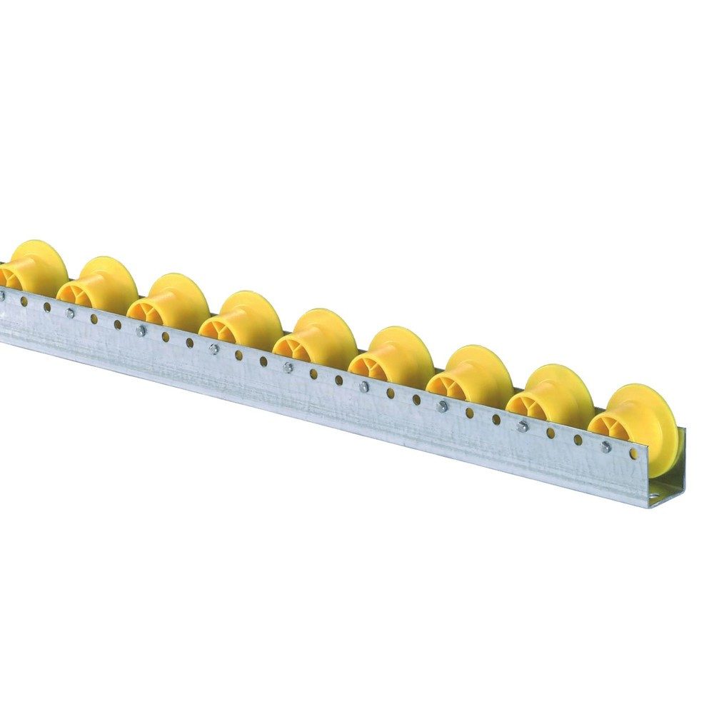 BS ROLLEN Röllchenschiene, robuste Kunststoffröllchen mit Spurkranz für mittlere Lasten, TK pro Rolle 12 kg, Teilung 100 mm