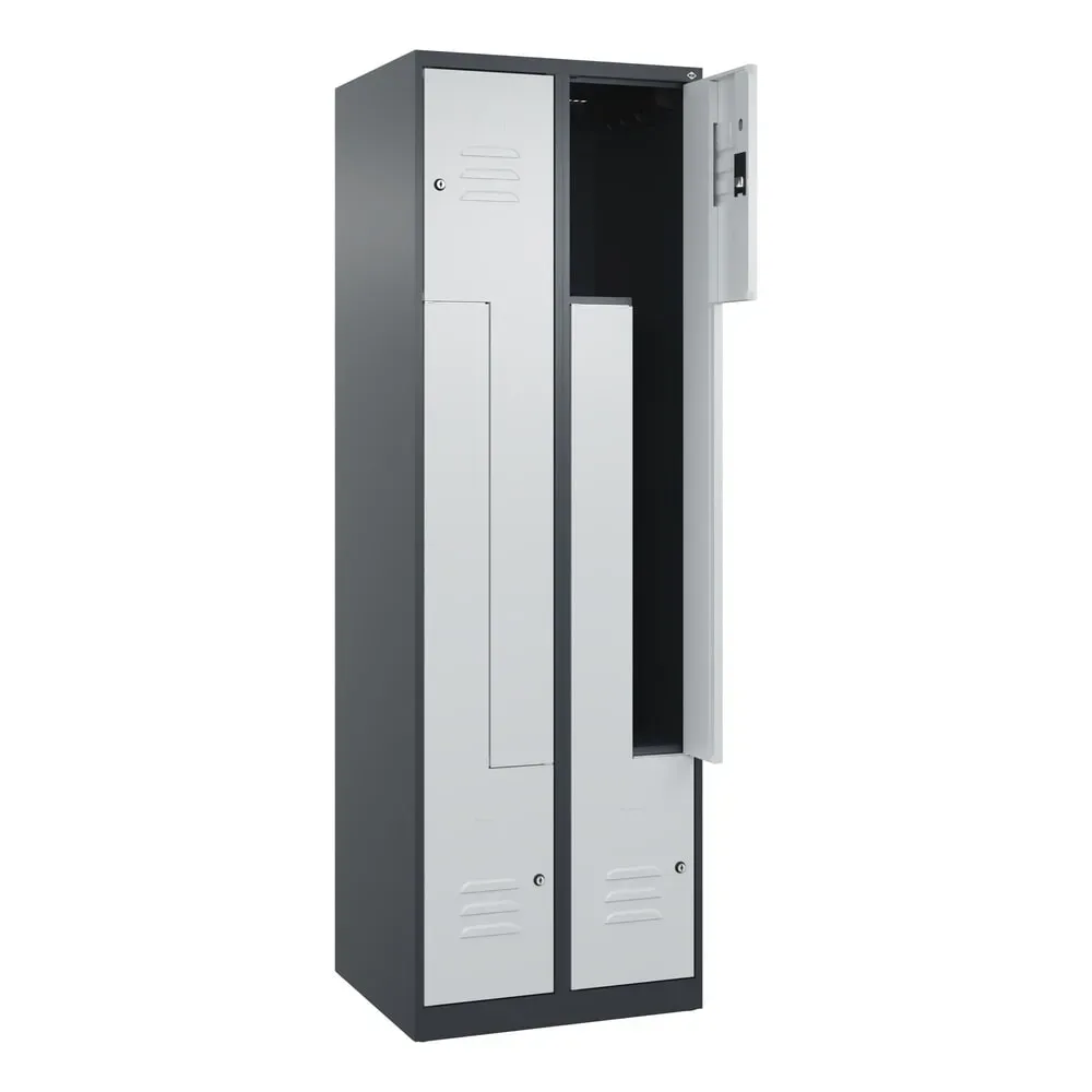 C+P Z-Spind Classic PLUS, 4 Abteile, HxBxT 1.850 x 600 x 500 mm, anthrazitgrau, lichtgrau, Zylinderschloss