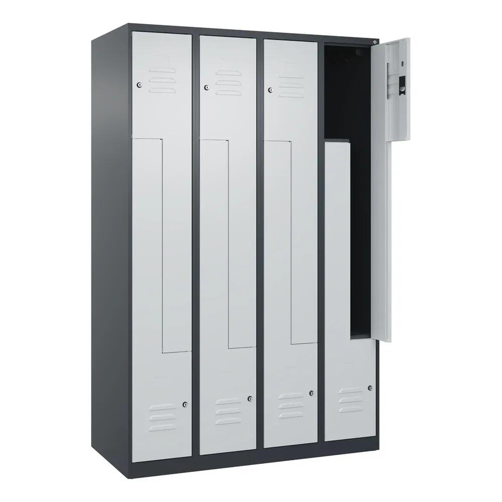 C+P Z-Spind Classic PLUS, 8 Abteile, HxBxT 1.850 x 1.200 x 500 mm, anthrazitgrau, lichtgrau, Zylinderschloss