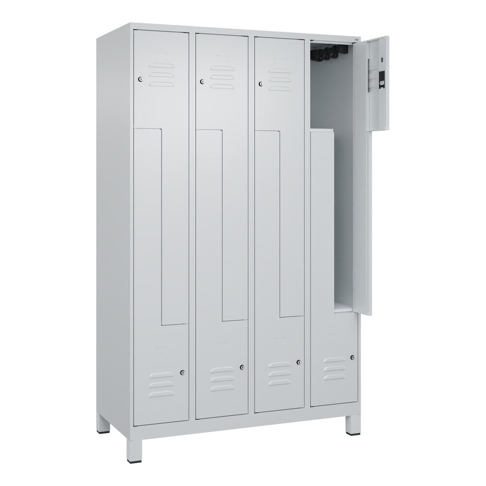 C+P Z-Spind Classic PLUS, Füsse, 8 Abteile, HxBxT 1.950 x 1.200 x 500 mm, lichtgrau, lichtgrau, Zylinderschloss