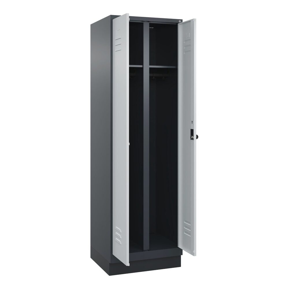 C+P Schwarz-Weiss-Spind Classic PLUS, Sockel, 2 Abteile, HxBxT 1.950 x 600 x 500 mm, anthrazitgrau, lichtgrau, für Vorhängeschloss