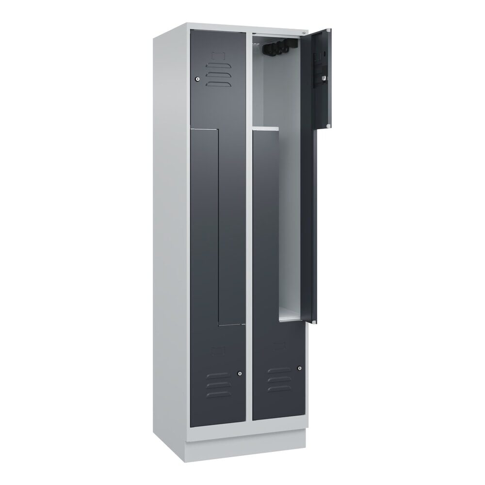 C+P Z-Spind Classic PLUS, Sockel, 4 Abteile, HxBxT 1.950 x 600 x 500 mm, lichtgrau, anthrazitgrau, Zylinderschloss