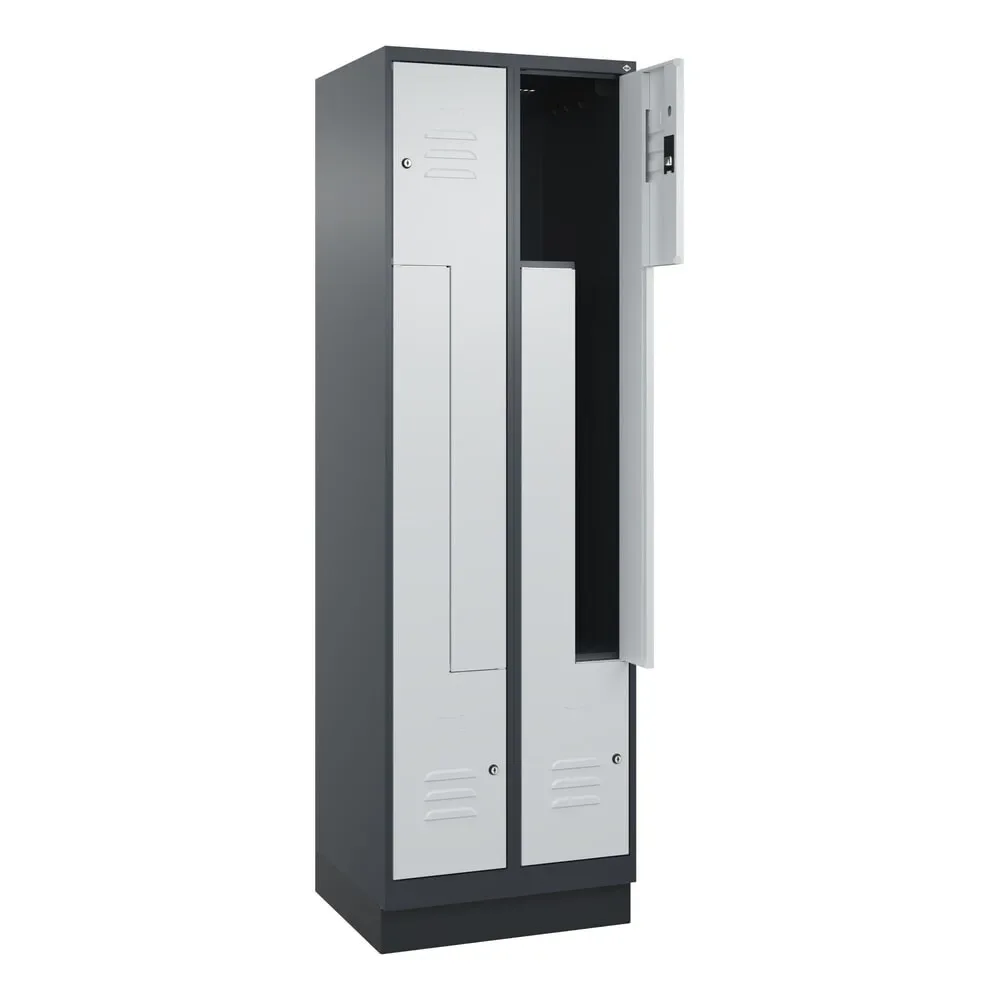 C+P Z-Spind Classic PLUS, Sockel, 4 Abteile, HxBxT 1.950 x 600 x 500 mm, anthrazitgrau, lichtgrau, Zylinderschloss