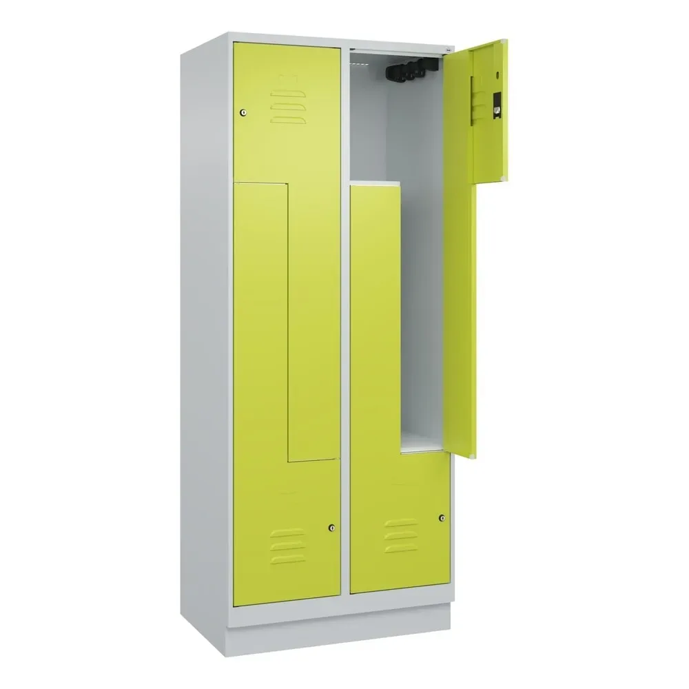 C+P Z-Spind Classic PLUS, Sockel, 4 Abteile, HxBxT 1.950 x 800 x 500 mm, lichtgrau, clowngrün, Zylinderschloss