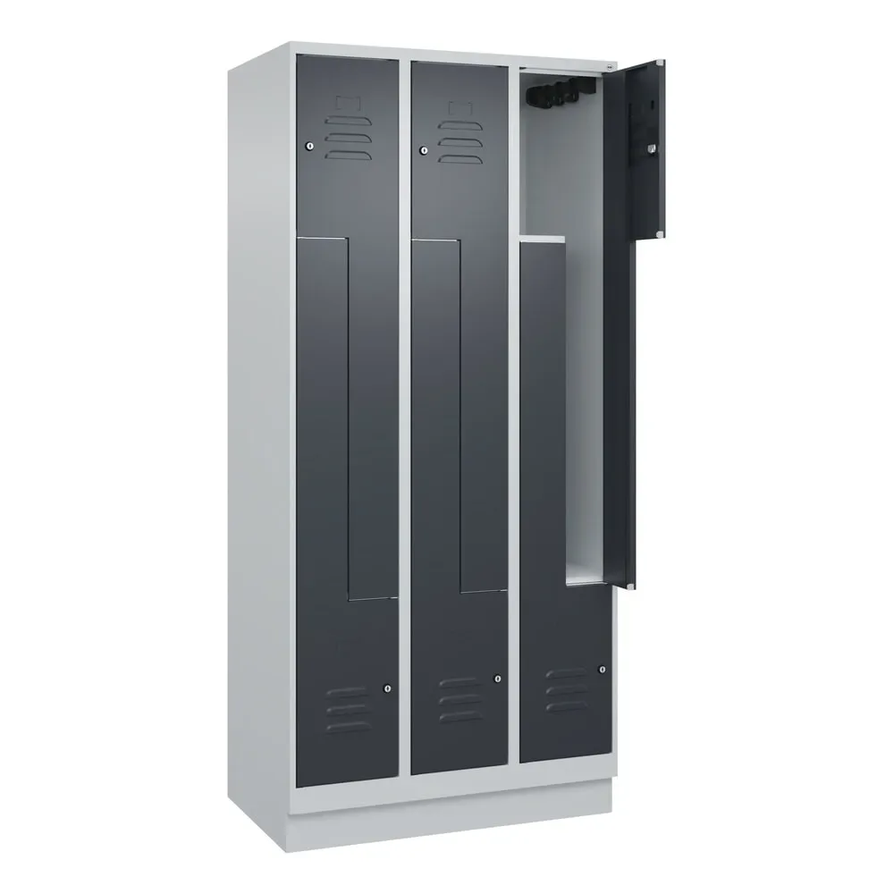 C+P Z-Spind Classic PLUS, Sockel, 6 Abteile, HxBxT 1.950 x 900 x 500 mm, lichtgrau, anthrazitgrau, Zylinderschloss