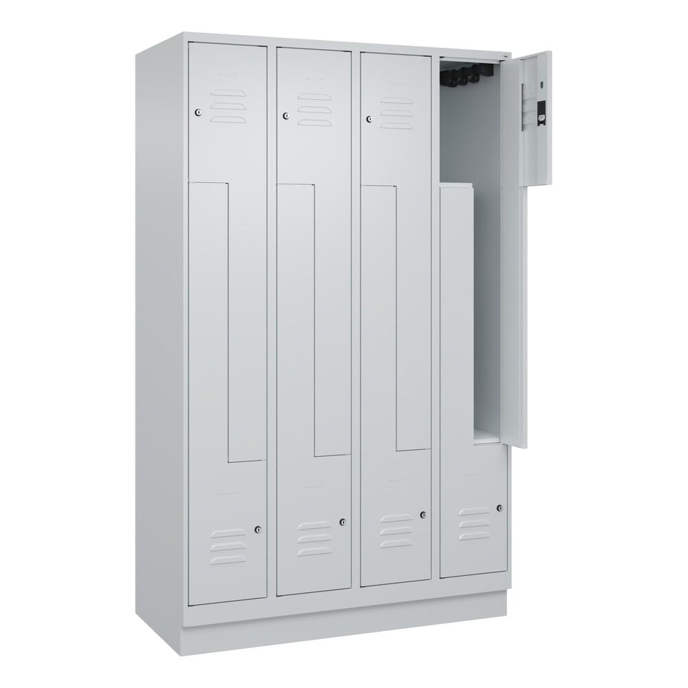 C+P Z-Spind Classic PLUS, Sockel, 8 Abteile, HxBxT 1.950 x 1.200 x 500 mm, lichtgrau, lichtgrau, Zylinderschloss