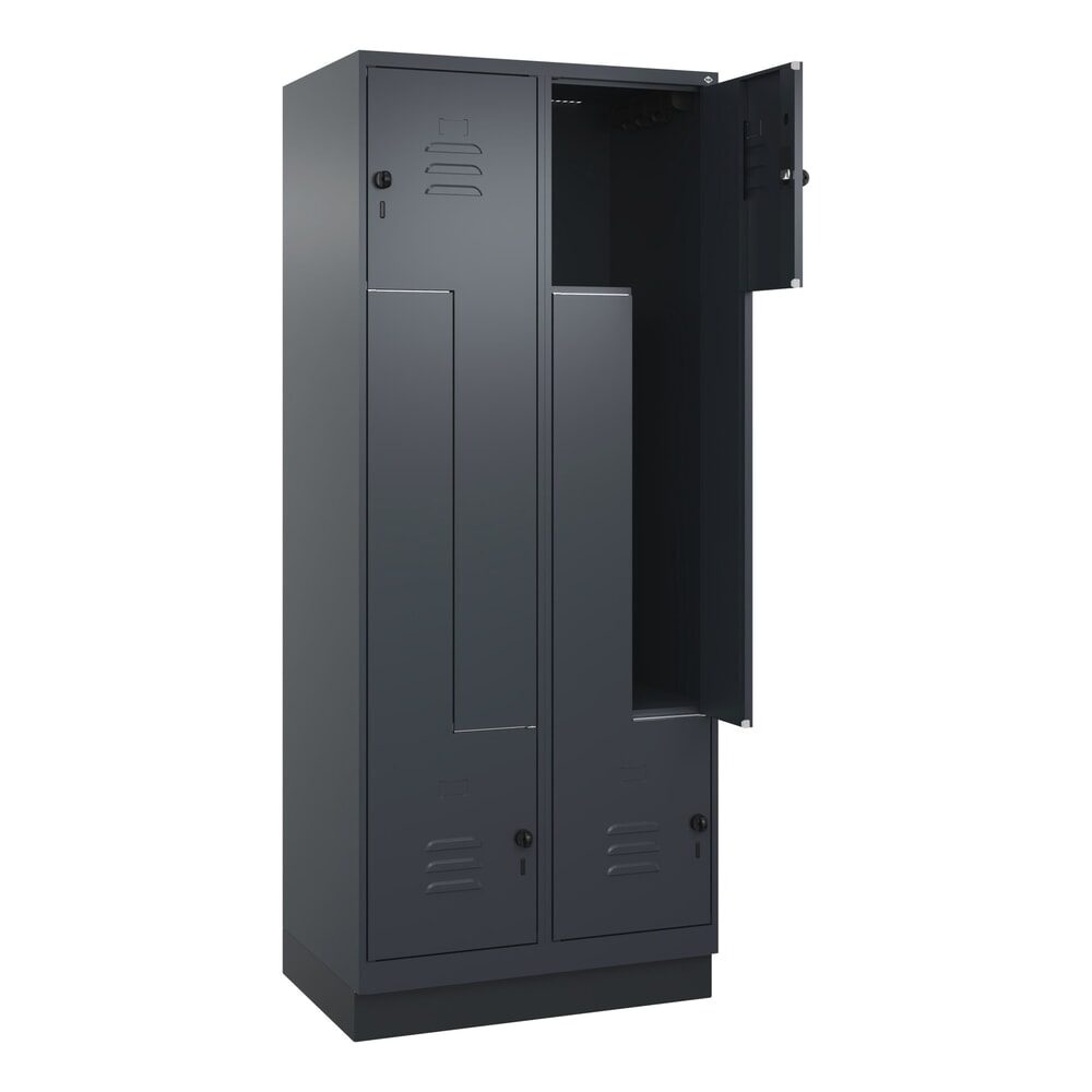 C+P Z-Spind Classic PLUS, Sockel, 4 Abteile, HxBxT 1.950 x 800 x 500 mm, anthrazitgrau, anthrazitgrau, für Vorhängeschloss