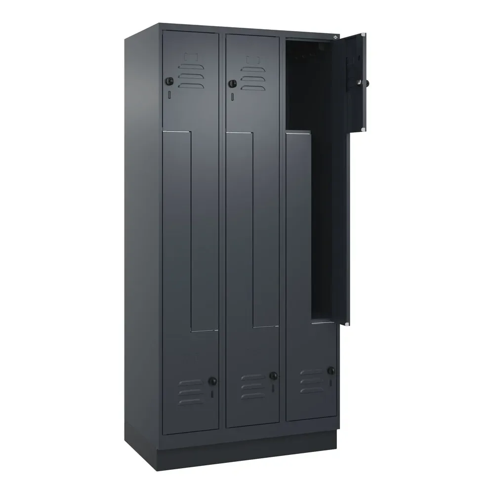 C+P Z-Spind Classic PLUS, Sockel, 6 Abteile, HxBxT 1.950 x 900 x 500 mm, anthrazitgrau, anthrazitgrau, für Vorhängeschloss
