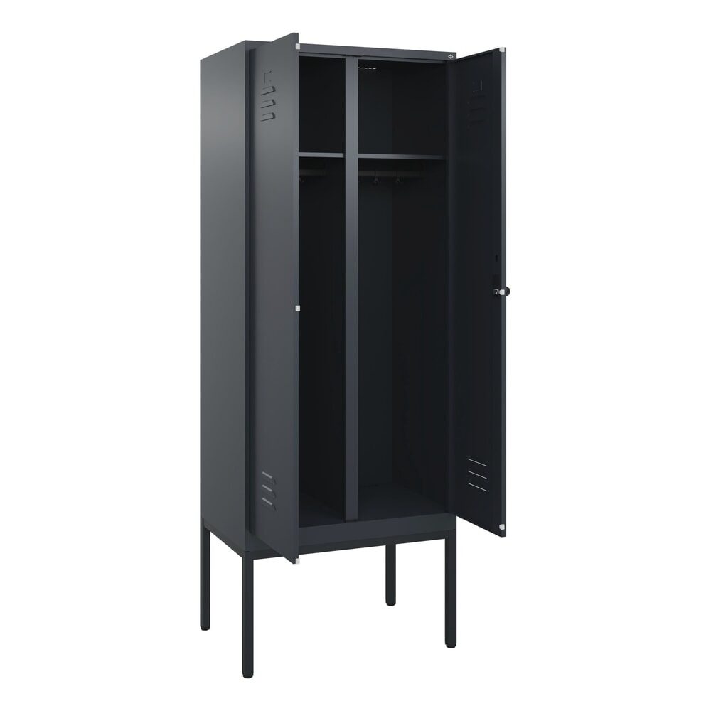 C+P Schwarz-Weiss-Spind Classic PLUS, Gestell, 2 Abteile, HxBxT 2.120 x 800 x 500 mm, anthrazitgrau, anthrazitgrau, für Vorhängeschloss