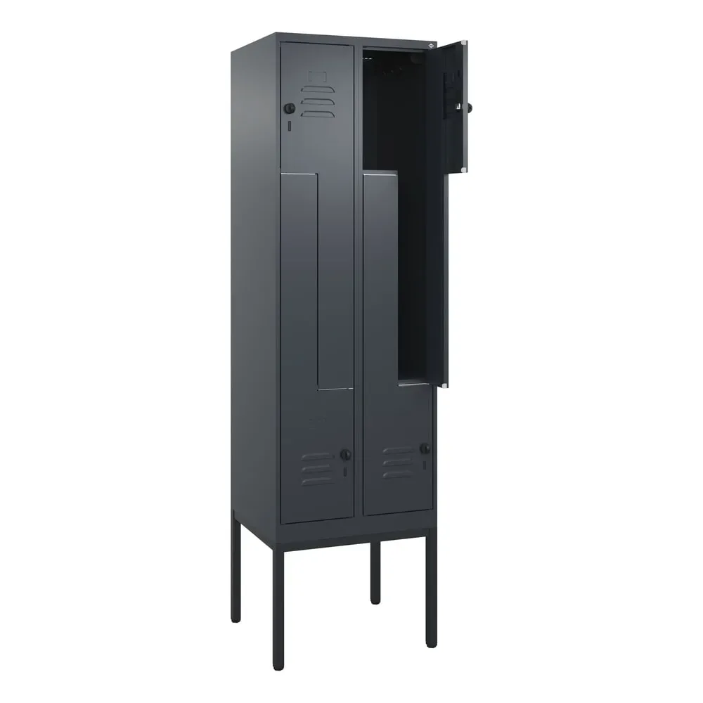 C+P Z-Spind Classic PLUS, Gestell, 4 Abteile, HxBxT 2.120 x 600 x 500 mm, anthrazitgrau, anthrazitgrau, für Vorhängeschloss