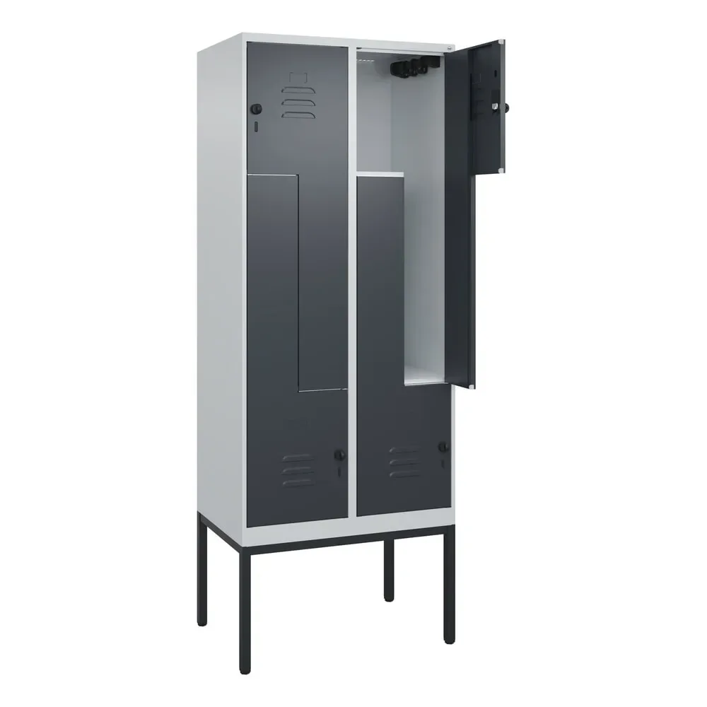 C+P Z-Spind Classic PLUS, Gestell, 4 Abteile, HxBxT 2.120 x 800 x 500 mm, lichtgrau, anthrazitgrau, für Vorhängeschloss