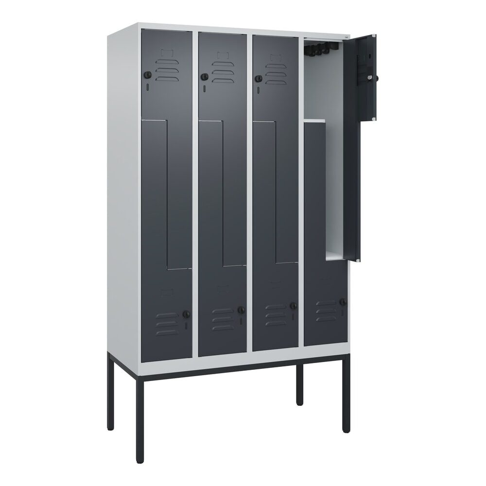 C+P Z-Spind Classic PLUS, Gestell, 8 Abteile, HxBxT 2.120 x 1.200 x 500 mm, lichtgrau, anthrazitgrau, für Vorhängeschloss