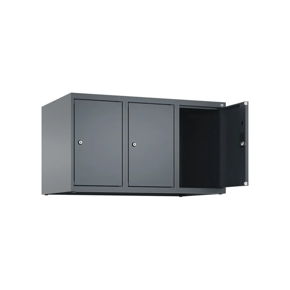 C+P Aufsatzschrank für Kleiderspind Serie Classic PLUS, 3 Abteile Breite 300 mm, anthrazitgrau, anthrazitgrau, Zylinderschloss