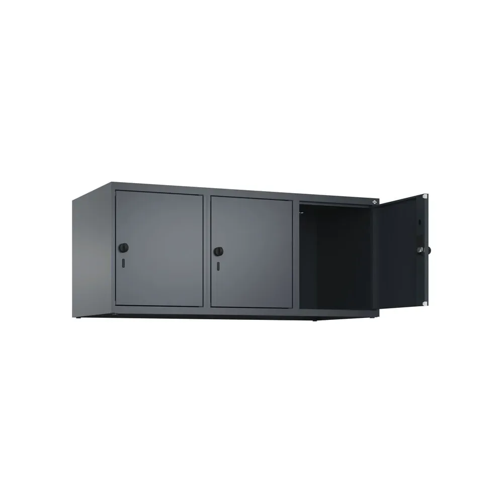 C+P Aufsatzschrank für Kleiderspind Serie Classic PLUS, 3 Abteile Breite 400 mm, anthrazitgrau, anthrazitgrau, für Vorhängeschloss