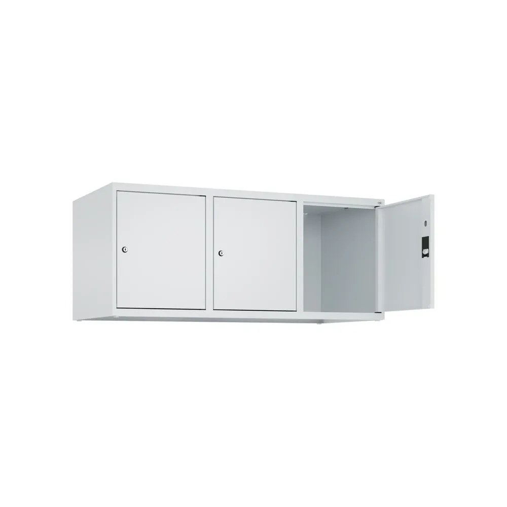 C+P Aufsatzschrank für Kleiderspind Serie Classic PLUS, 3 Abteile Breite 400 mm, lichtgrau, lichtgrau, Zylinderschloss