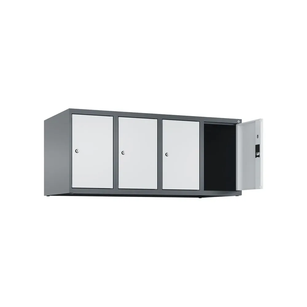 C+P Aufsatzschrank für Kleiderspind Serie Classic PLUS, 4 Abteile Breite 300 mm, anthrazitgrau, lichtgrau, Zylinderschloss