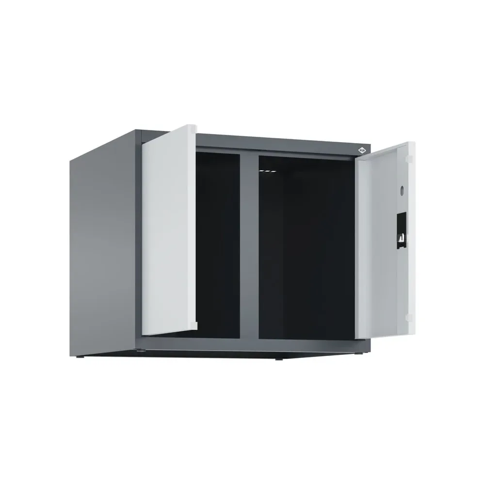 C+P Aufsatzschrank für Kleiderspind Serie Classic PLUS, 2 Abteile mit Trennwand, Breite 300 mm, anthrazitgrau, lichtgrau, Zylinderschloss