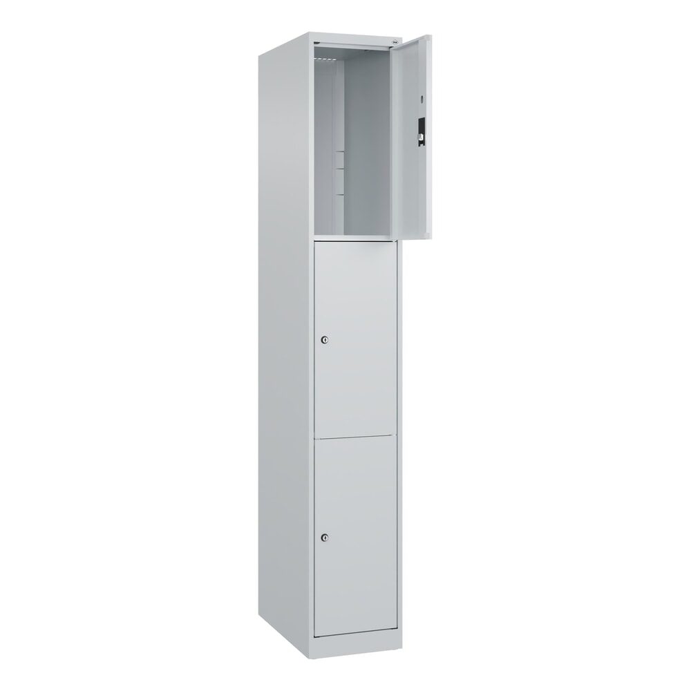 C+P Schliessfachschrank Classic PLUS, 1 Abteil, HxBxT 1.850 x 300 x 500 mm, lichtgrau, lichtgrau, 3 Fächer, Zylinderschloss