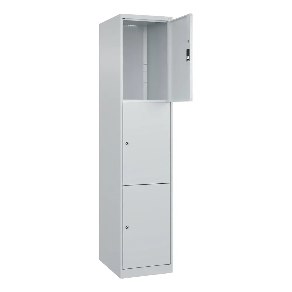 C+P Schliessfachschrank Classic PLUS, 1 Abteil, HxBxT 1.850 x 400 x 500 mm, lichtgrau, lichtgrau, 3 Fächer, Zylinderschloss