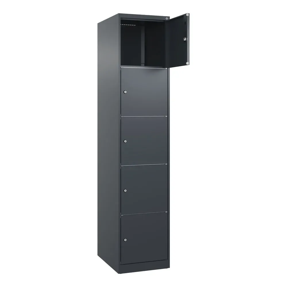 C+P Schliessfachschrank Classic PLUS, 1 Abteil, HxBxT 1.850 x 400 x 500 mm, anthrazitgrau, anthrazitgrau, 5 Fächer, Zylinderschloss