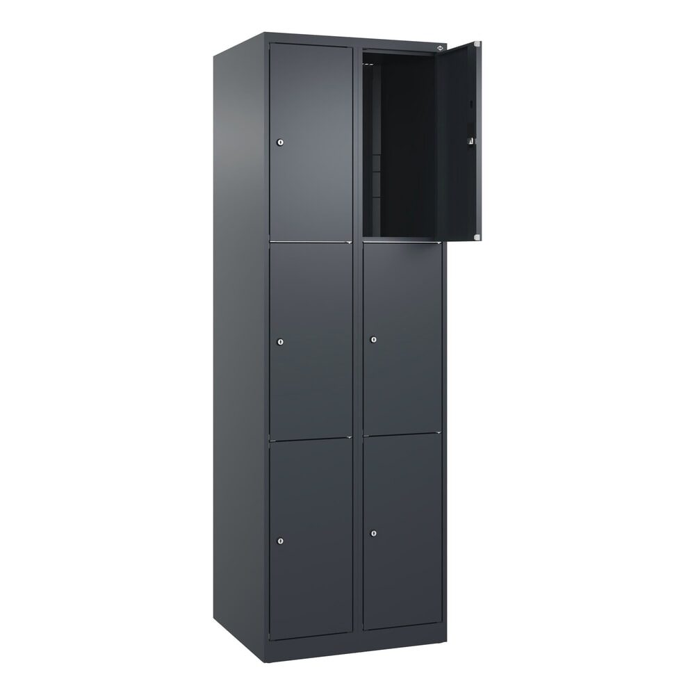C+P Schliessfachschrank Classic PLUS, 2 Abteile, HxBxT 1.850 x 600 x 500 mm, anthrazitgrau, anthrazitgrau, 6 Fächer, Zylinderschloss