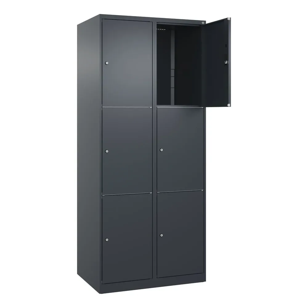 C+P Schliessfachschrank Classic PLUS, 2 Abteile, HxBxT 1.850 x 800 x 500 mm, anthrazitgrau, anthrazitgrau, 6 Fächer, Zylinderschloss