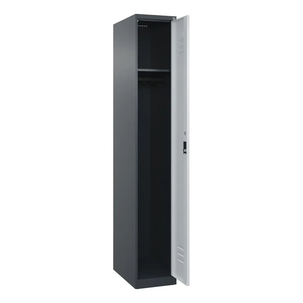 C+P Spind Classic PLUS, 1 Abteil, HxBxT 1.850 x 300 x 500 mm, anthrazitgrau, lichtgrau, Zylinderschloss, ohne Mitteltrennwand