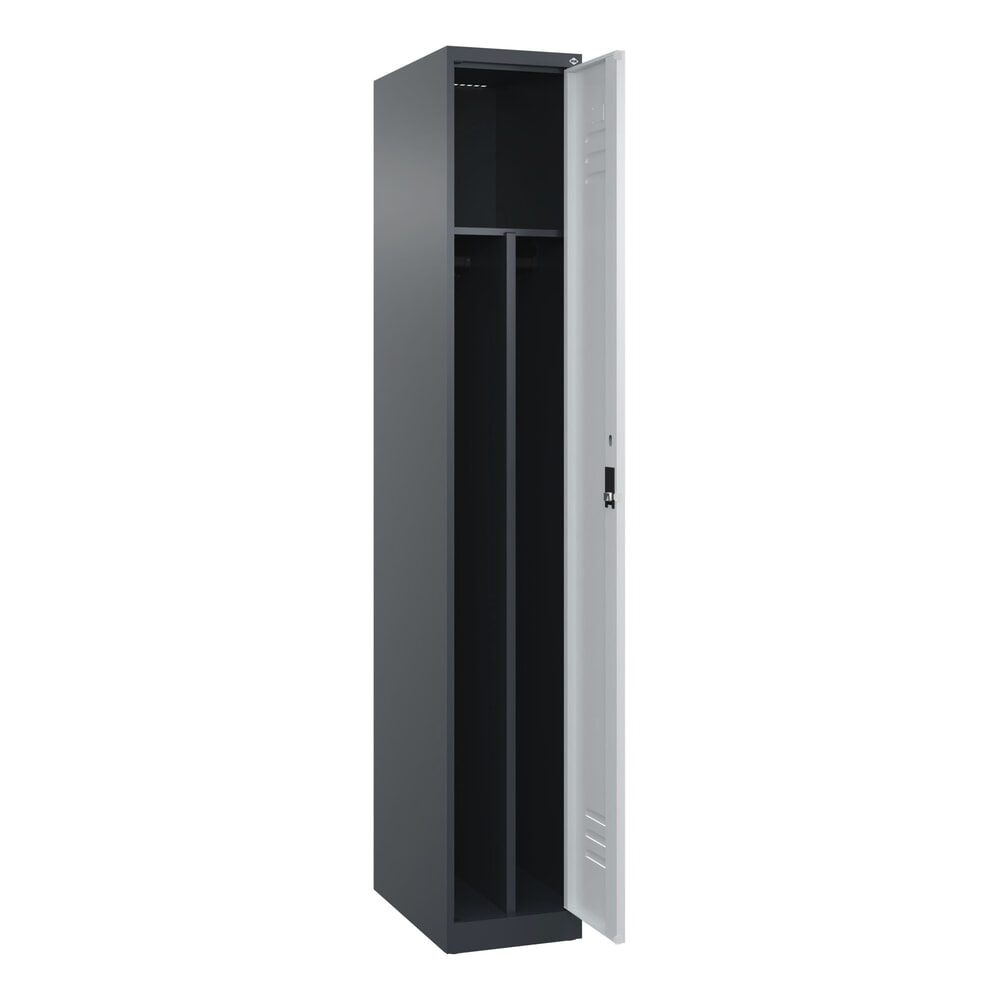C+P Spind Classic PLUS, 1 Abteil, HxBxT 1.850 x 300 x 500 mm, anthrazitgrau, lichtgrau, Zylinderschloss, mit Mitteltrennwand