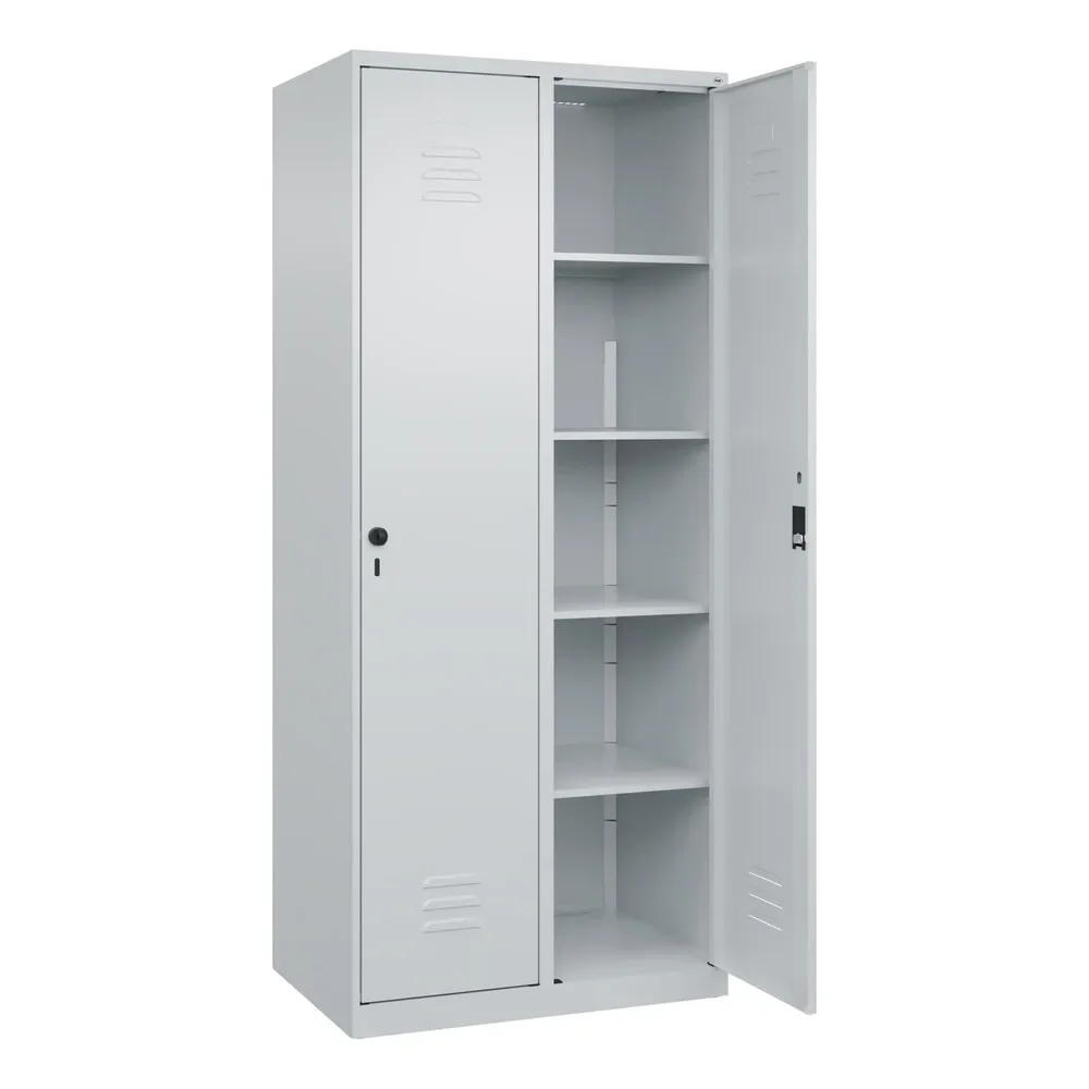 C+P Wäsche-Spind Classic PLUS, 2 Abteile, HxBxT 1.850 x 800 x 500 mm, lichtgrau, lichtgrau, Zylinderschloss, ohne Mitteltrennwand